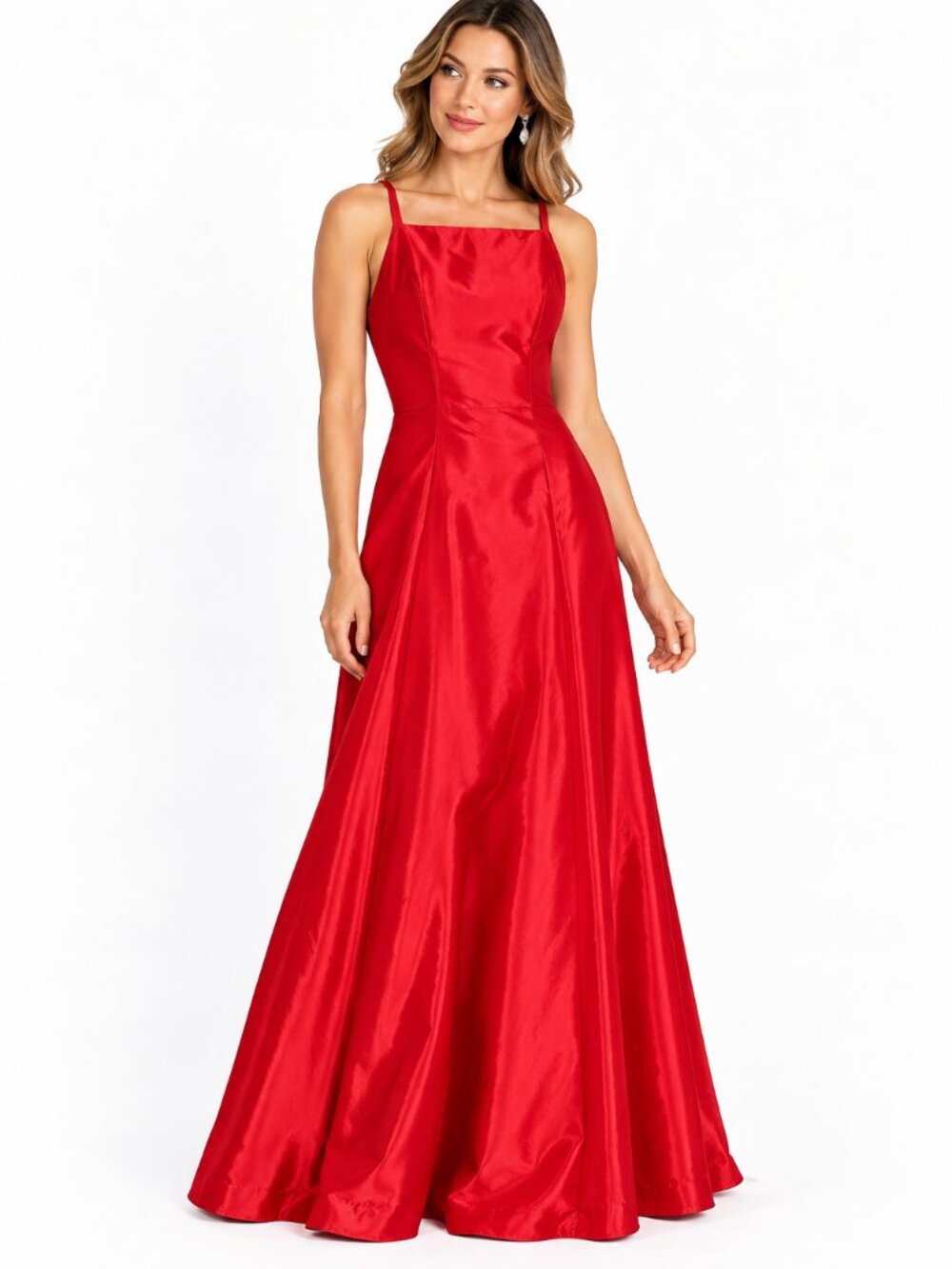 Night Way Collections Womens 6 Red Satin Formal Gown Prom Evening Dress USA